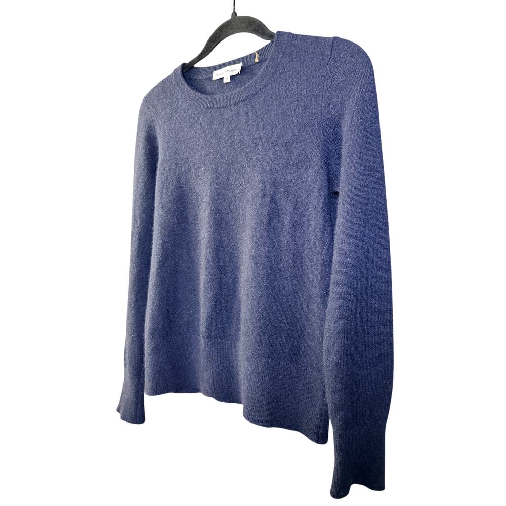 0244 White + Warren 100% Cashmere Crewneck Sweater Size Small Navy Blue